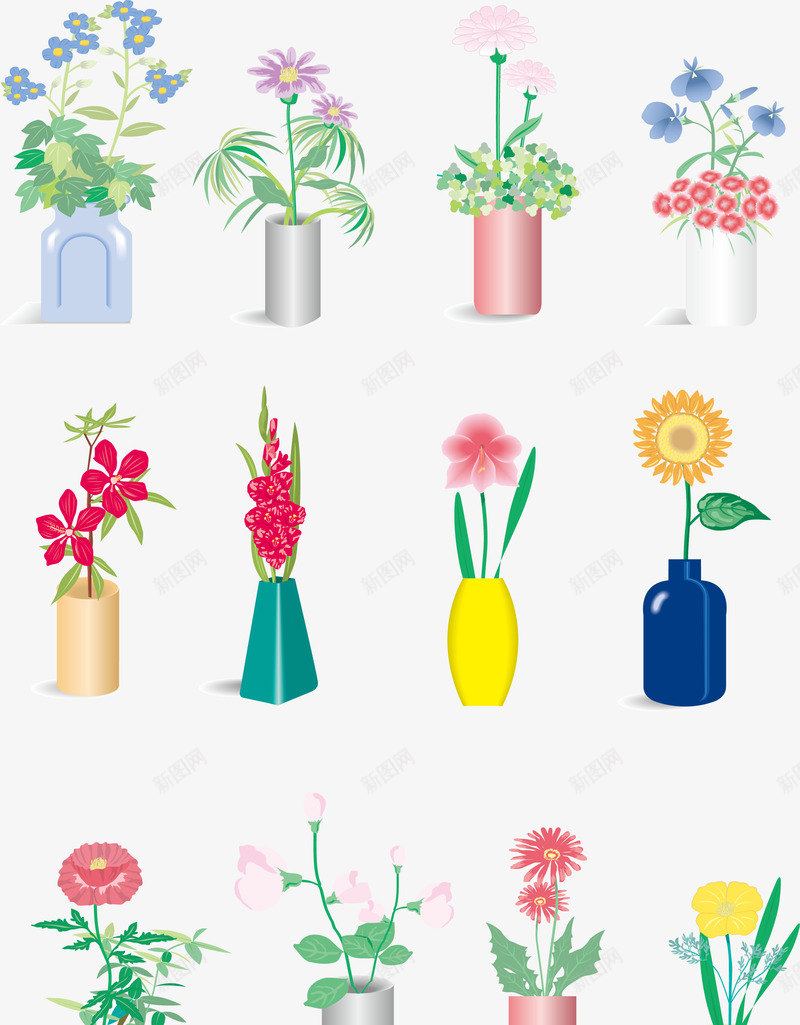 12款鲜花花瓶矢量图eps免抠素材_新图网 https://ixintu.com 矢量鲜花花瓶 花瓶 鲜花 鲜花花瓶 鲜花花瓶矢量图 矢量图