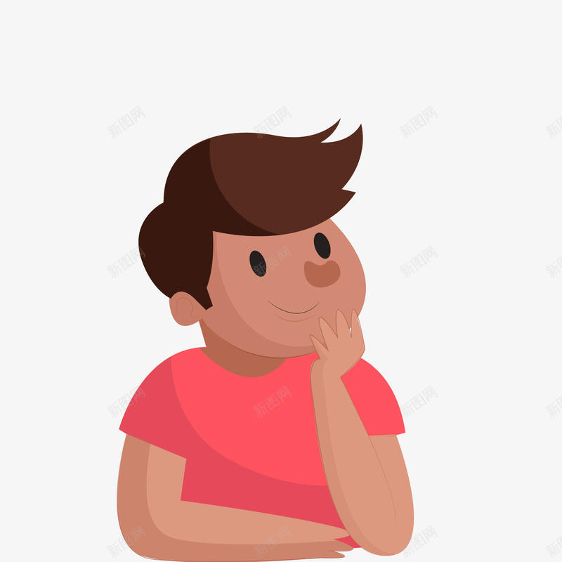 卡通托着下巴的男孩矢量图ai免抠素材_新图网 https://ixintu.com 人物设计 儿童节 动脑筋 思考 托着下巴 男孩 矢量图