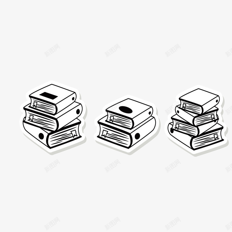 开学季手绘书本png免抠素材_新图网 https://ixintu.com 书本 卡通图片 开学季 贴纸 黑白手绘