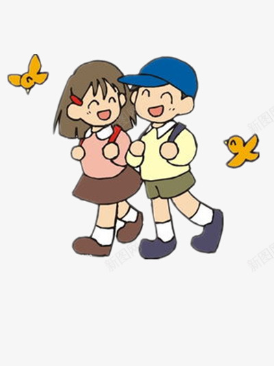 一起上学的小孩png免抠素材_新图网 https://ixintu.com 儿童 免抠 图片 欢笑