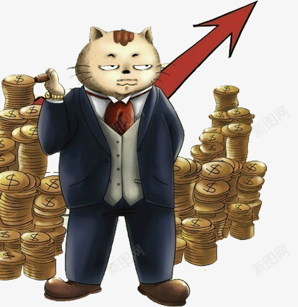 金融商业png免抠素材_新图网 https://ixintu.com 交易 小猫 财富 资产 钱币