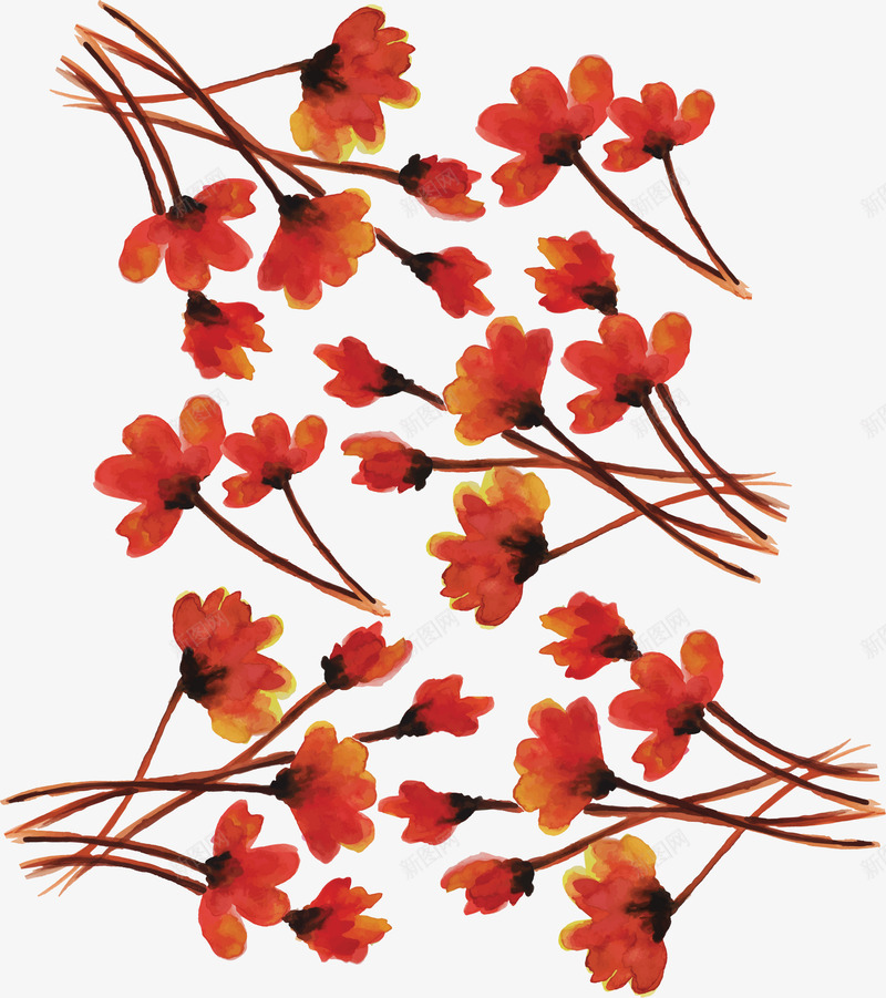 浪漫红色花朵花环png免抠素材_新图网 https://ixintu.com 手绘风 树枝 水彩植物 水彩花朵 浪漫花纹 矢量png