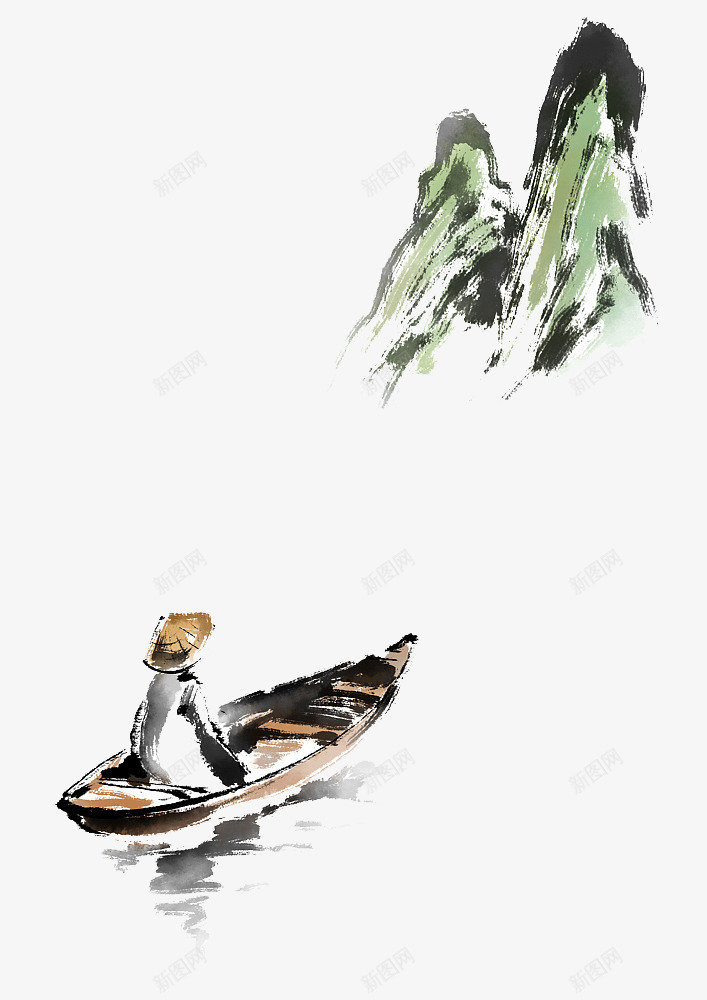 水墨国画独自坐船的背影png免抠素材_新图网 https://ixintu.com 一个人 一个人的背影 古风船 孤单 孤单背影 寂寞 水墨国画 背影 黑白剪影