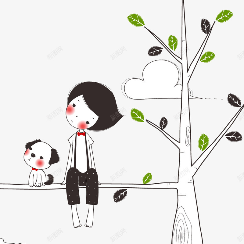 卡通手绘小树png免抠素材_新图网 https://ixintu.com 儿童节元素 卡通素材 小人 小树