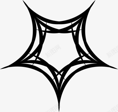 创意五角星黑色蜘蛛网形状矢量图图标图标