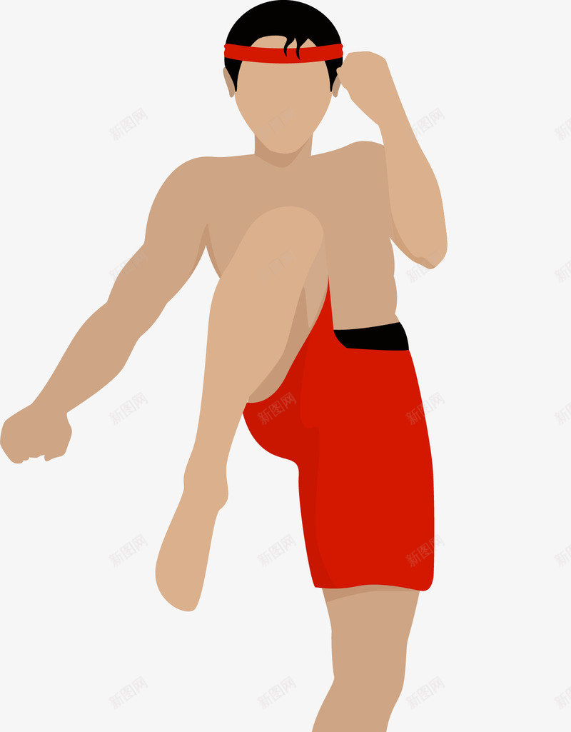 腿上功夫卡通泰拳png免抠素材_新图网 https://ixintu.com 卡通泰拳 卡通风格 泰国功夫 泰拳 矢量泰拳 腿上功夫