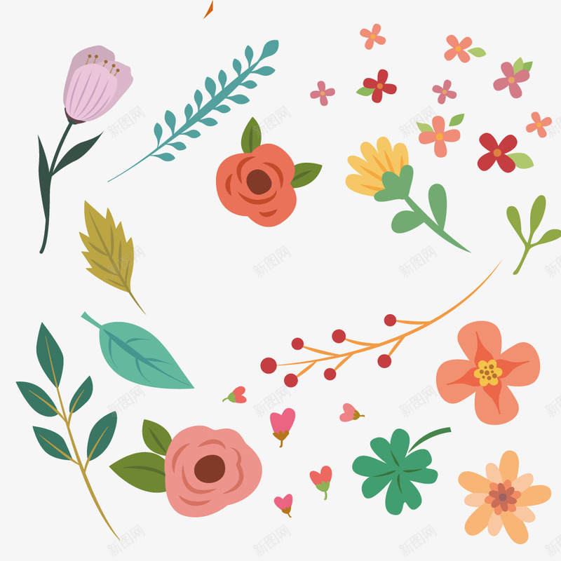 艺术植物哈花纹矢量图ai免抠素材_新图网 https://ixintu.com 底纹 形状 手绘 模型 装饰 矢量图