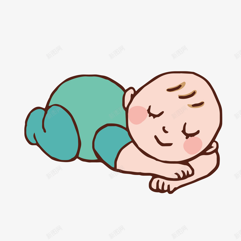 可爱小宝贝睡午觉矢量图eps免抠素材_新图网 https://ixintu.com 人物 儿童 卡通 婴儿 宝宝 小北鼻 小清新 睡午觉 矢量图 简笔 简约 绘画