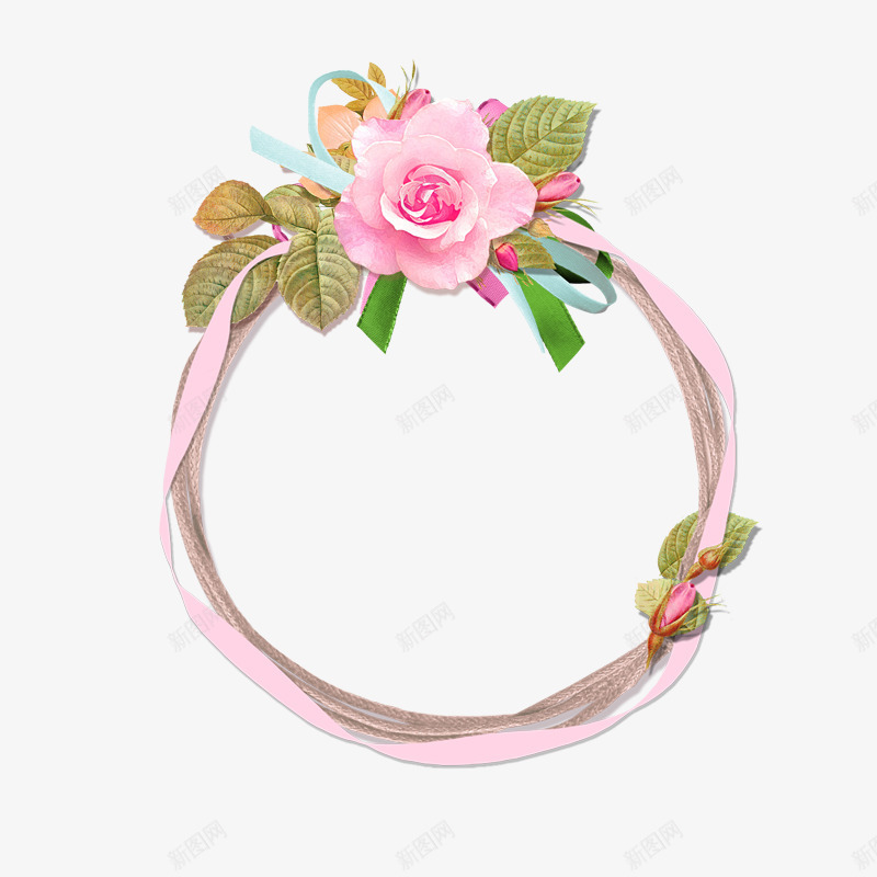小清新粉色花朵花环装饰图案png免抠素材_新图网 https://ixintu.com 小清新 粉色 花朵 花环 装饰图案
