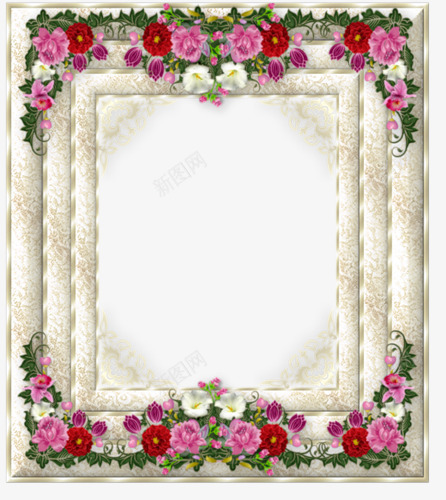 相册边框装饰png免抠素材_新图网 https://ixintu.com 方框 方框背景 相框 花纹 花纹背景 装饰图案 鲜花