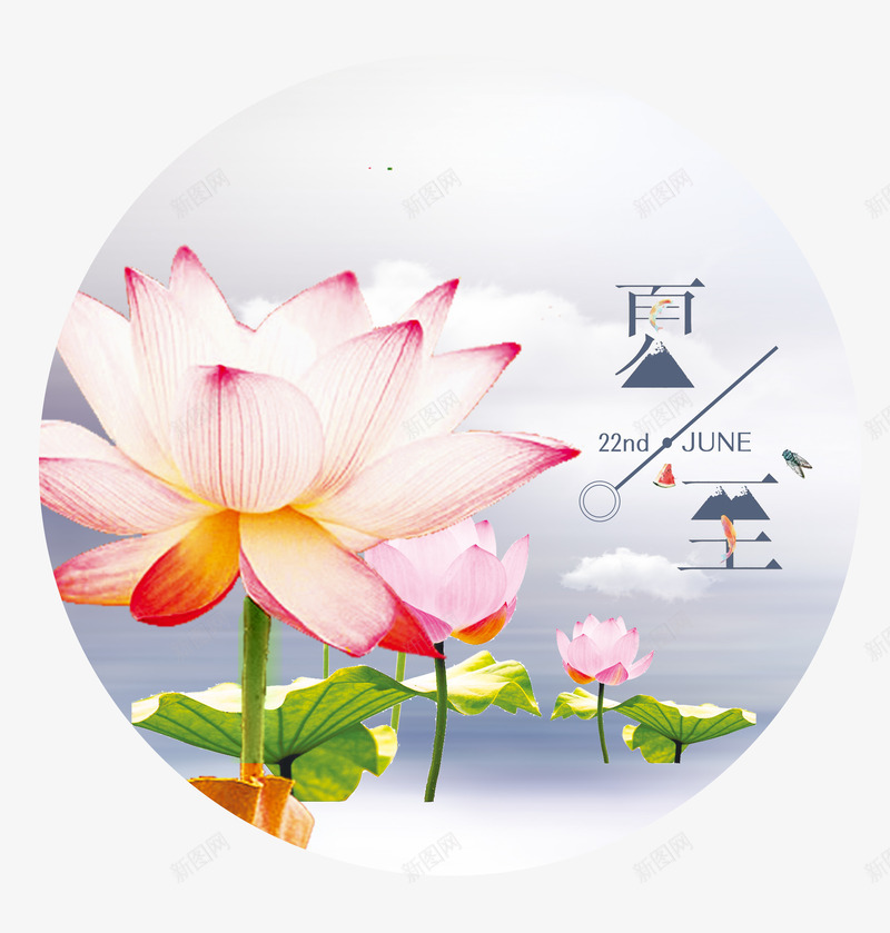 夏至中国风图标png免抠素材_新图网 https://ixintu.com 中国风图标 创意艺术字 夏天来了 夏至 荷花 魅力夏季