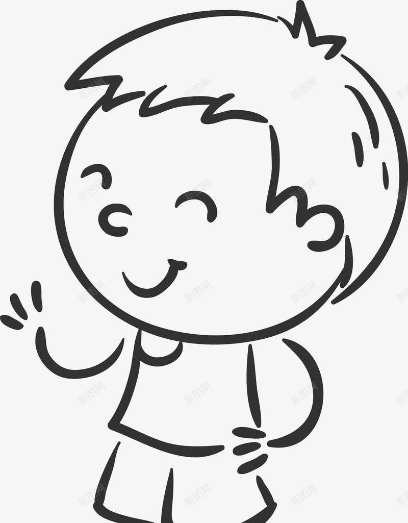 手绘卡通小男孩图标png_新图网 https://ixintu.com 儿童 儿童手绘 儿童线稿 卡通小孩 可爱的小朋友矢量 女孩 孩子 小盆友 手绘儿童 手绘小孩