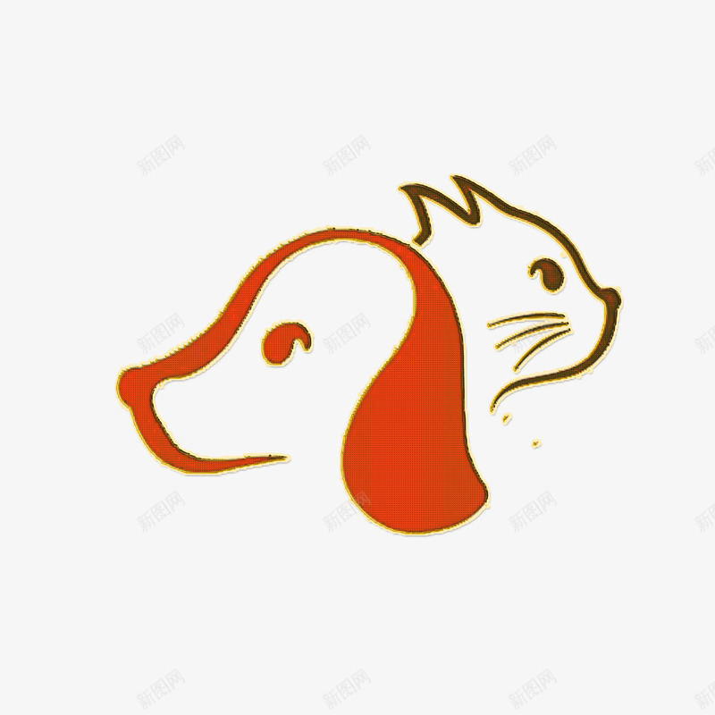 狗狗和猫咪的头png免抠素材_新图网 https://ixintu.com 动物 宠物 手绘动物 狗头 猫头 矢量动物
