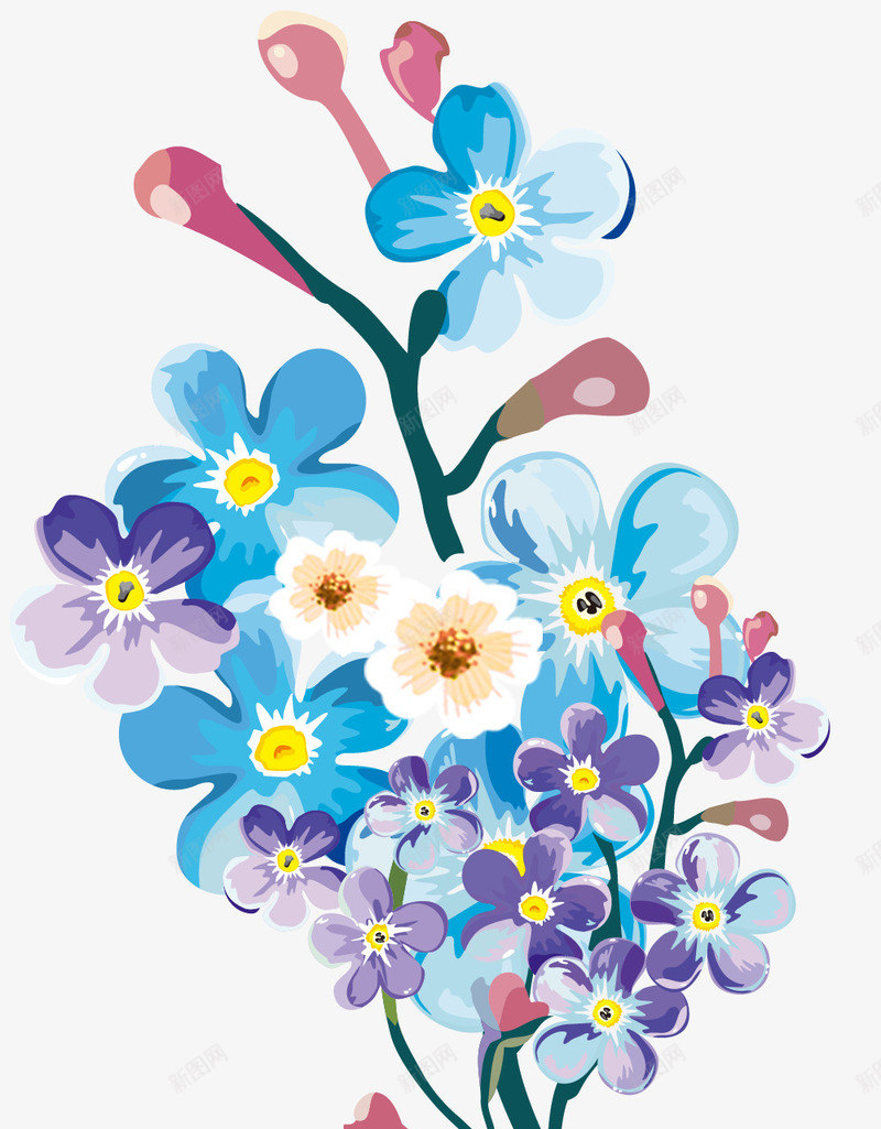 手绘小清新装饰鲜花psd免抠素材_新图网 https://ixintu.com 小清新 手绘 春天 花卉 装饰图案 装饰花卉 鲜花