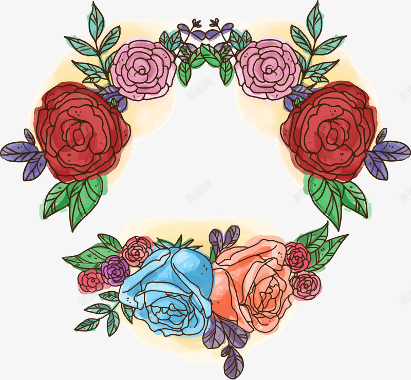 手绘红色玫瑰蔷薇花藤花环标签png免抠素材_新图网 https://ixintu.com 七夕情人节 卡片 婚礼请柬 感谢卡 手绘花 手绘花标签 文字边框 玫瑰花 粉色 结婚请帖 花环 花藤 蔷薇花 蔷薇花藤 装饰花 贺卡