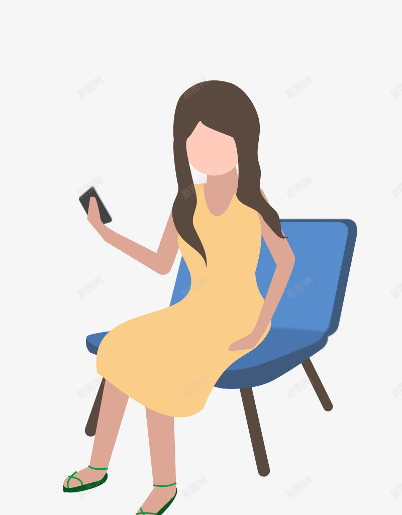 坐在椅子上看手机的女人png免抠素材_新图网 https://ixintu.com 坐着 女人 手机 椅子