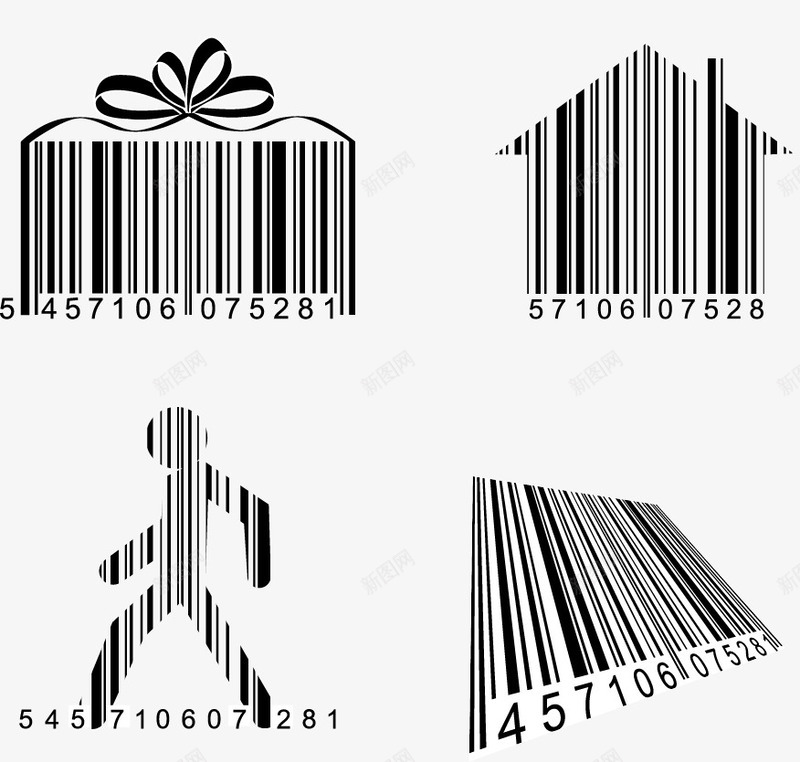 条形码矢量图eps免抠素材_新图网 https://ixintu.com 人物条形码 房屋条形码 条形码设计 礼物条形码 矢量图