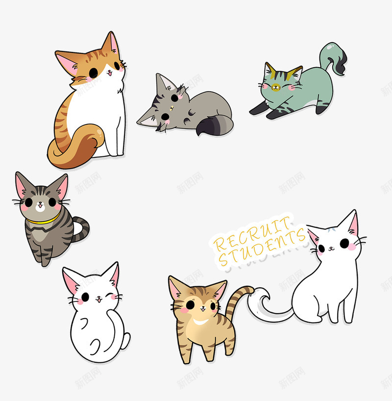 卡通手绘可爱动物小猫咪psd免抠素材_新图网 https://ixintu.com 动物 卡通 卡通手绘可爱动物小猫咪 可爱 小猫咪 手绘