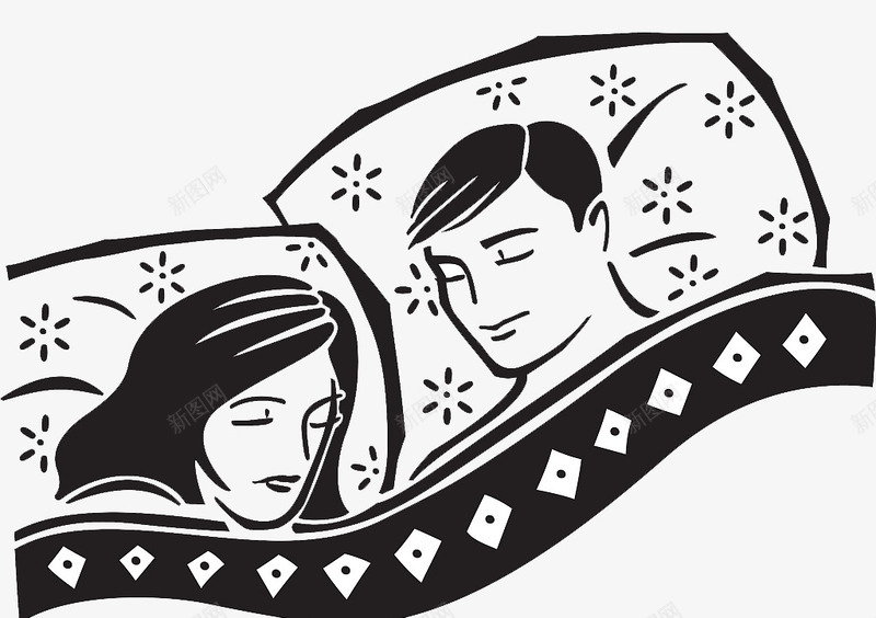 黑白装饰插图睡着的情侣png免抠素材_新图网 https://ixintu.com 休息 女人 情侣 男人 睡着 睡着的女人 睡觉 装饰插图 装饰画 黑白