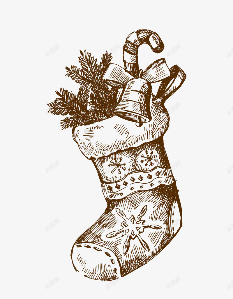 豪华圣诞袜礼物手绘插图png免抠素材_新图网 https://ixintu.com 圣诞 活动 礼物 糖果 节日 袜子 豪华大礼 铃铛