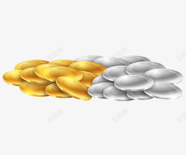 金币和银币堆png免抠素材_新图网 https://ixintu.com png图片 免费png 免费png素材 金币 金融 钱币 银币