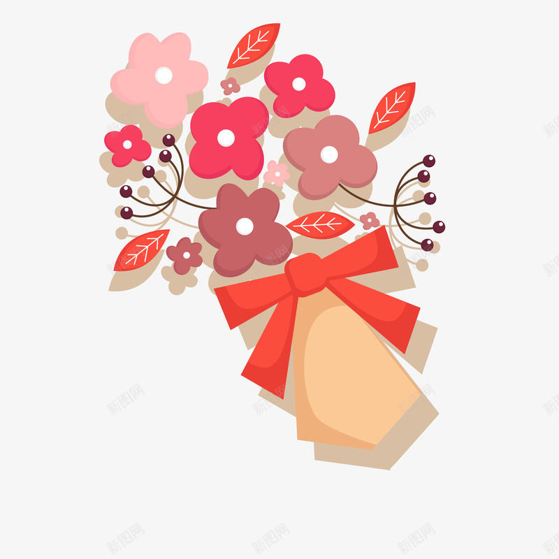 卡通表白节的礼物花束矢量图ai免抠素材_新图网 https://ixintu.com 520 扁平化 礼物 花朵 花束 表白节 矢量图