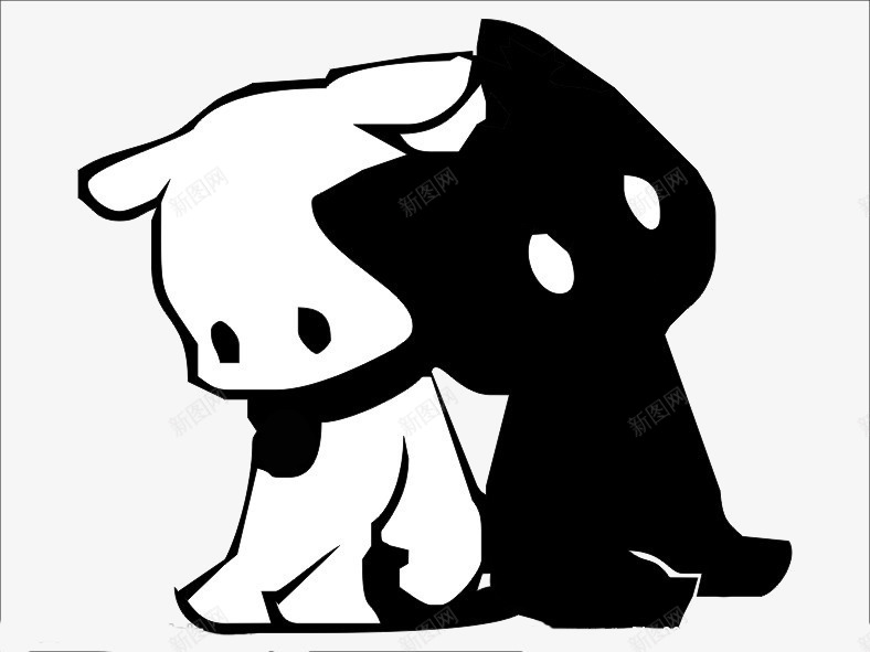卡通狗小狗黑白狗图标png_新图网 https://ixintu.com 卡通小狗 卡通狗素材 可爱 可爱小狗图片 填色练习 手绘 狗图案 黑白