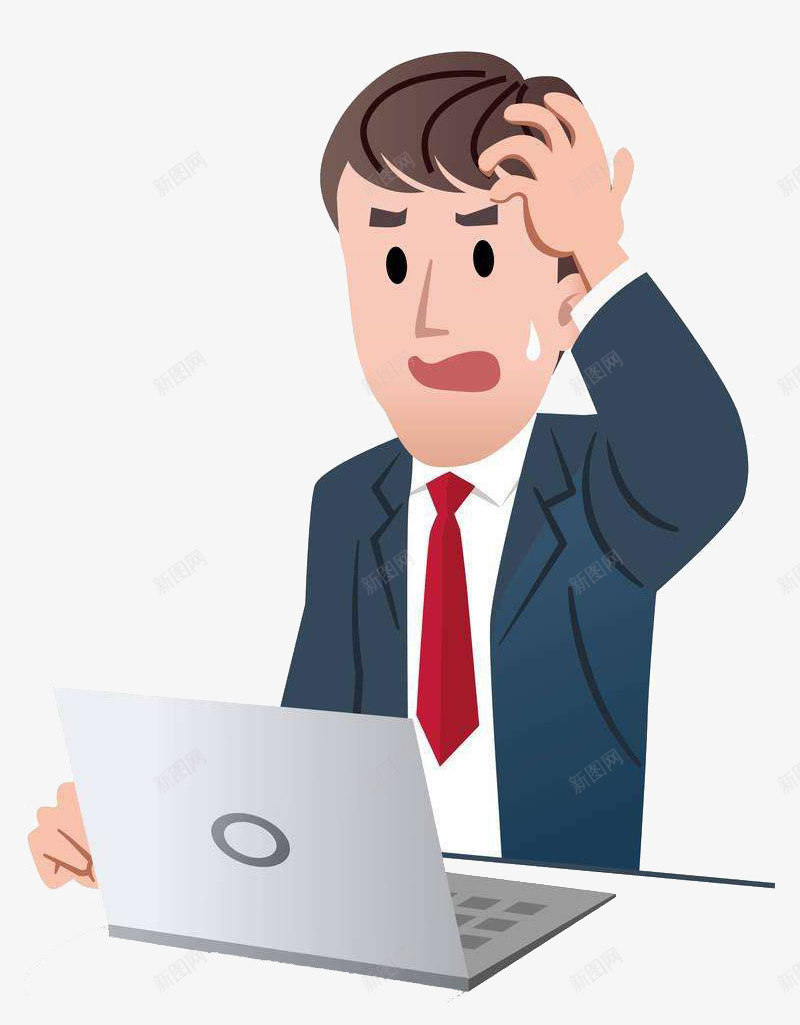 坐在电脑前沮丧不知所措卡通男士png免抠素材_新图网 https://ixintu.com 不知所措 卡通人物沮丧 卡通风格 叹气沮丧 图案 坐在电脑前 坐在电脑前沮丧不知所措卡通男士半身图案免费下载 沮丧 男士半身