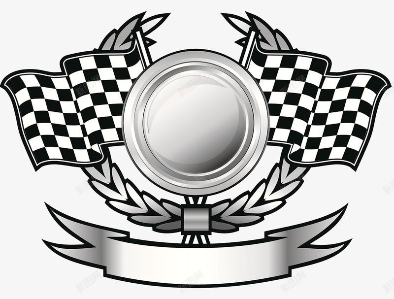 黑白赛车旗帜psd免抠素材_新图网 https://ixintu.com 冠军 徽章 比赛 赛车旗