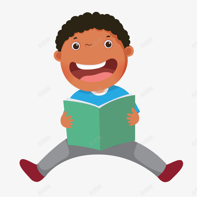 朗读课文的儿童人物矢量图ai免抠素材_新图网 https://ixintu.com 人物设计 儿童 学习 教育 朗读课文 矢量图