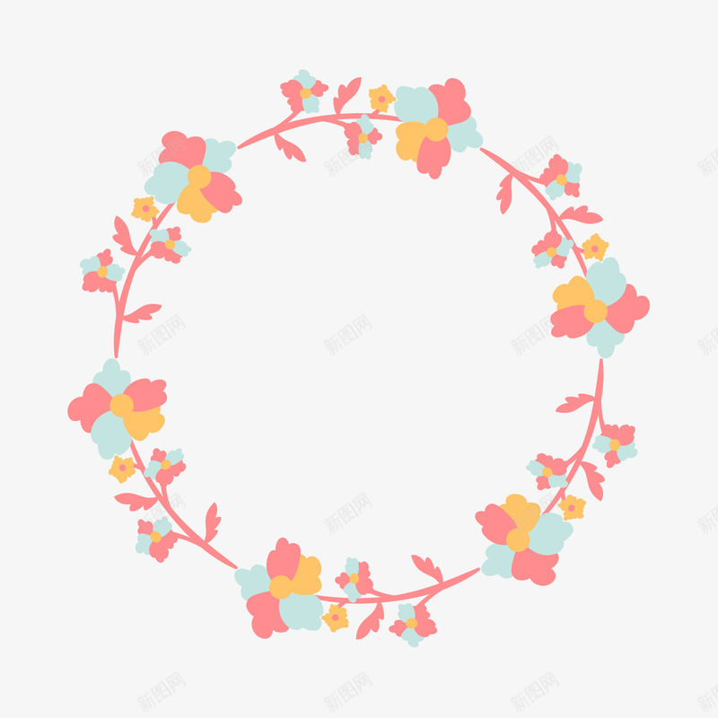 手绘花环png免抠素材_新图网 https://ixintu.com 唯美花 唯美花卉 唯美花环 手绘花卉 手绘花环 手绘花藤 水彩花环 淡彩花环