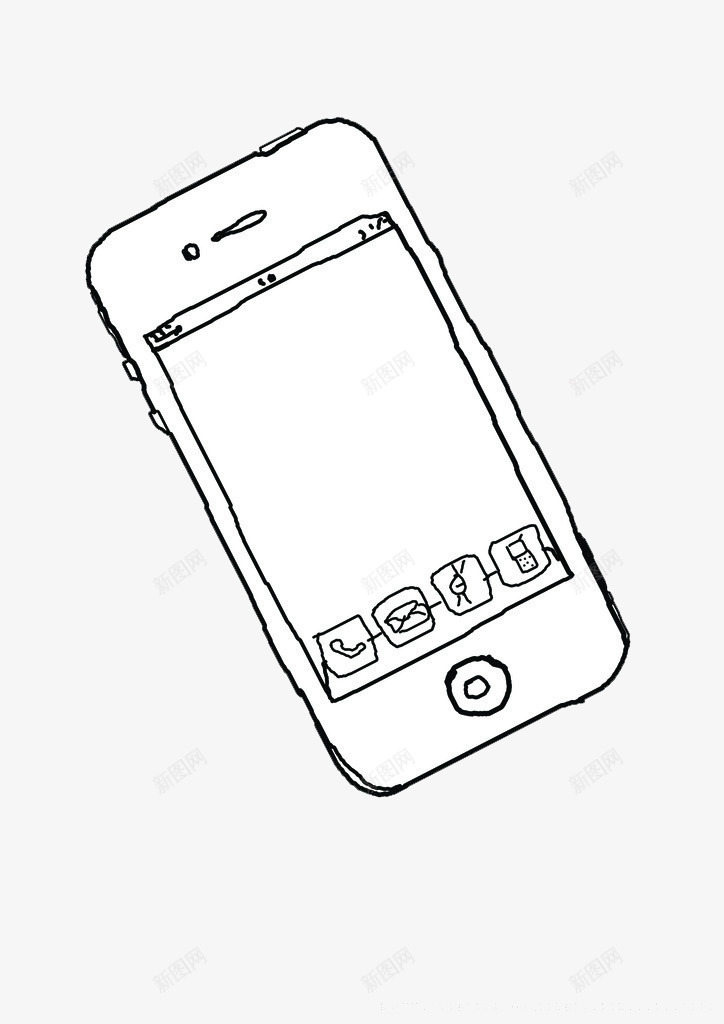 智能手机线描图标png_新图网 https://ixintu.com 手机 手机线稿 智能 线描 线稿