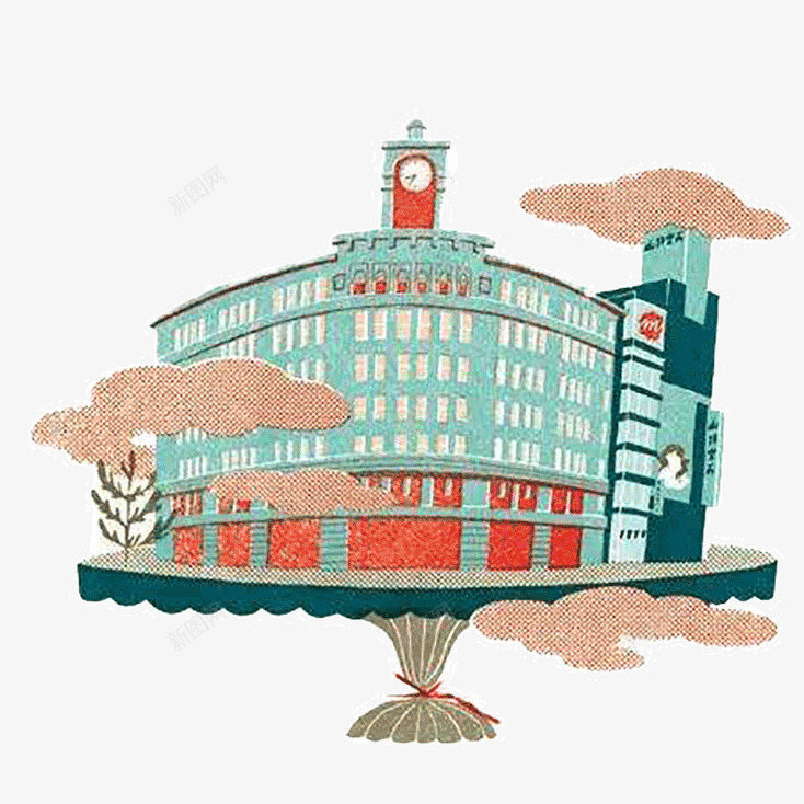 天空之城png免抠素材_新图网 https://ixintu.com 云朵 天空 建筑 托盘