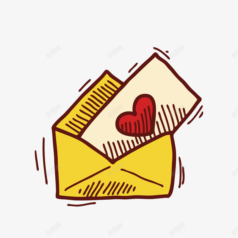 一封情书矢量图ai免抠素材_新图网 https://ixintu.com 信封 形状 心形 情书 方形 红色 纸张 线条 矢量图