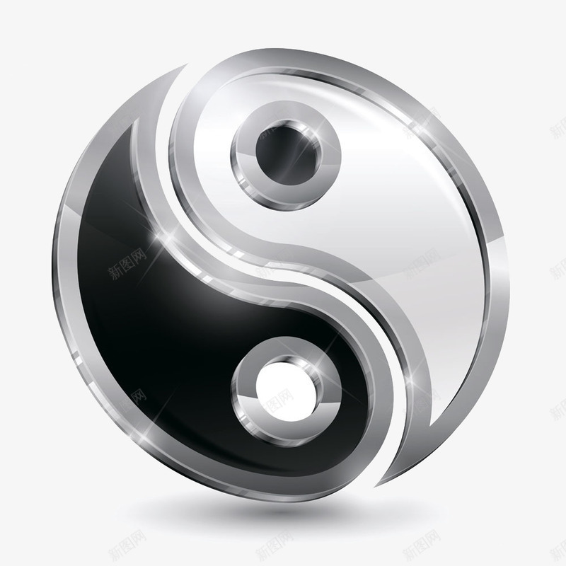 金属太极png免抠素材_新图网 https://ixintu.com 太极 装饰图案 金属 阴阳 黑白 黑白阴阳鱼