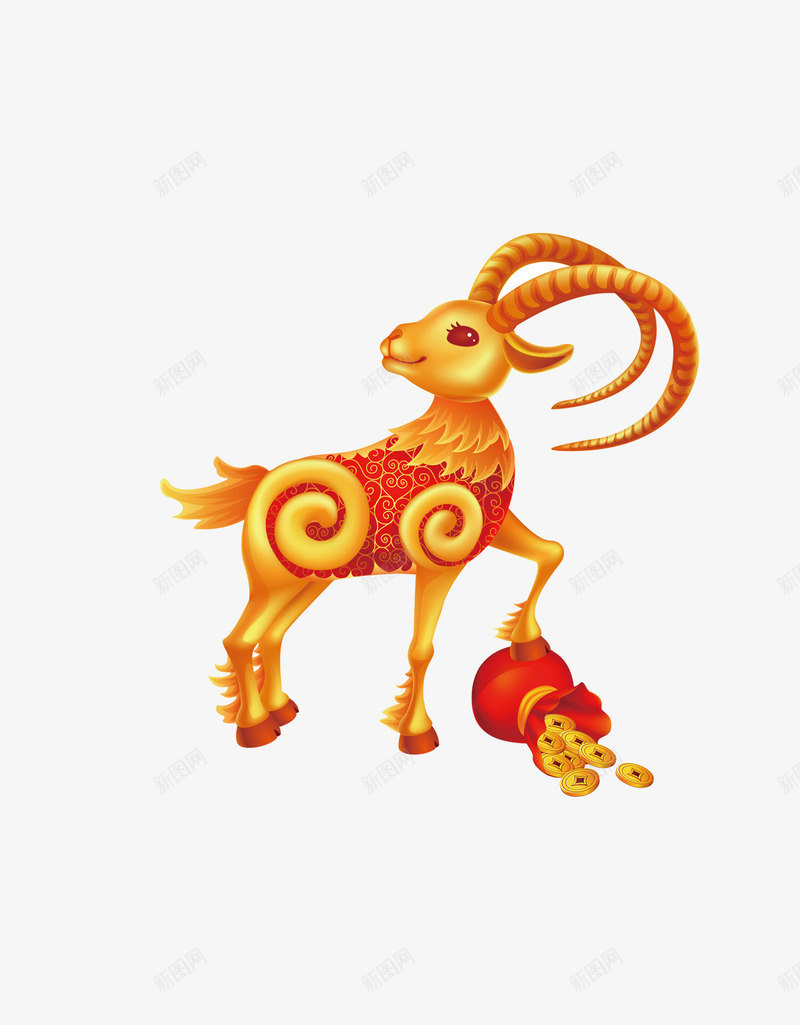 羚羊钱币动物png免抠素材_新图网 https://ixintu.com 动物 羚羊 钱币