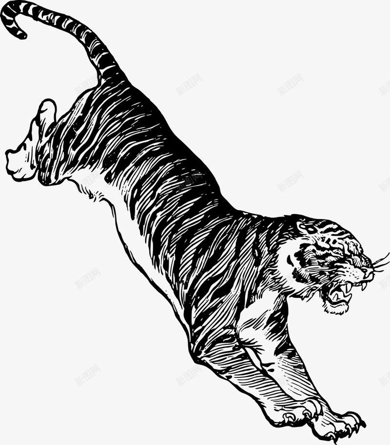 猛虎下山图标png_新图网 https://ixintu.com 凶猛 动物 捕食 老虎