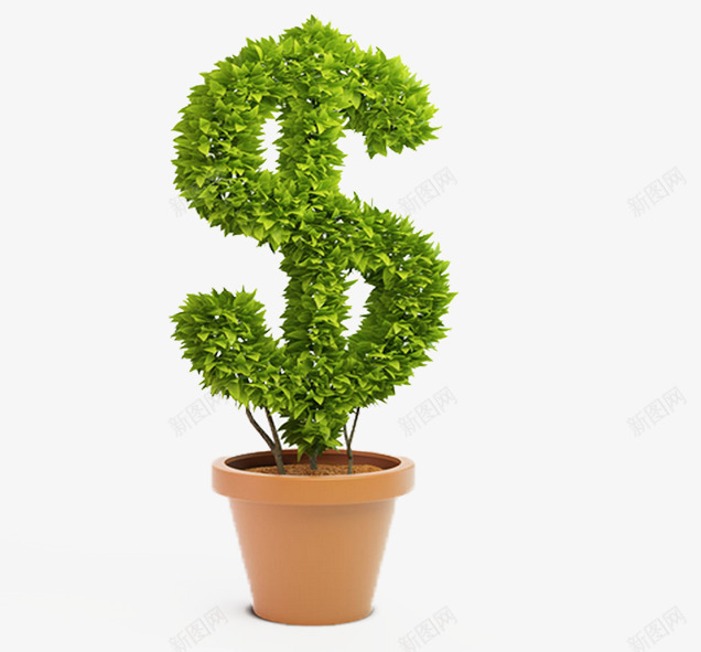 绿色的钱币片图标png_新图网 https://ixintu.com 植物造型图片 绿色植物 花盆图片 金钱图标