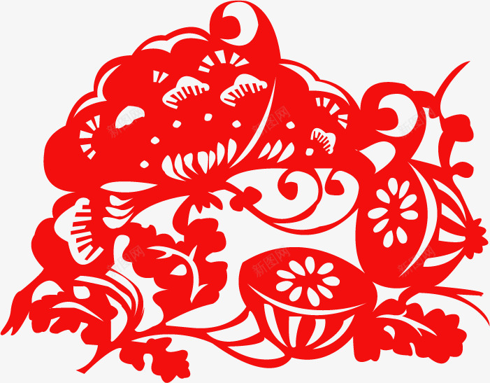 传统剪纸png免抠素材_新图网 https://ixintu.com 传统 传统剪纸矢量图层 剪纸 民俗 民间工艺 祥龙图案 荷花 龙纹