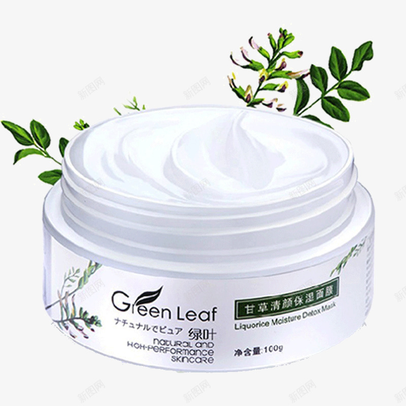 绿叶甘草清颜保湿面膜png免抠素材_新图网 https://ixintu.com 产品实物 保湿面膜 化妆品 甘草清颜 绿叶护肤品 美妆 美白