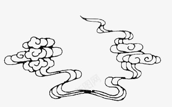 手绘黑色线条复古云彩png免抠素材_新图网 https://ixintu.com 云彩 复古 线条 黑色