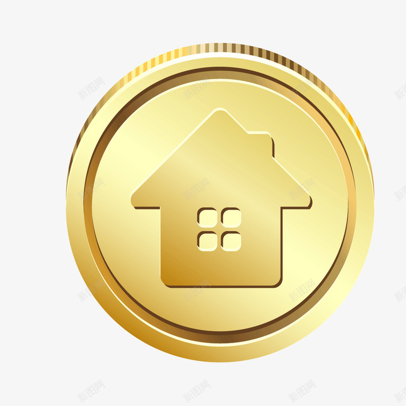 金黄色金币钱币房子矢量图ai免抠素材_新图网 https://ixintu.com 房子 金币 金黄色 钱币 矢量图