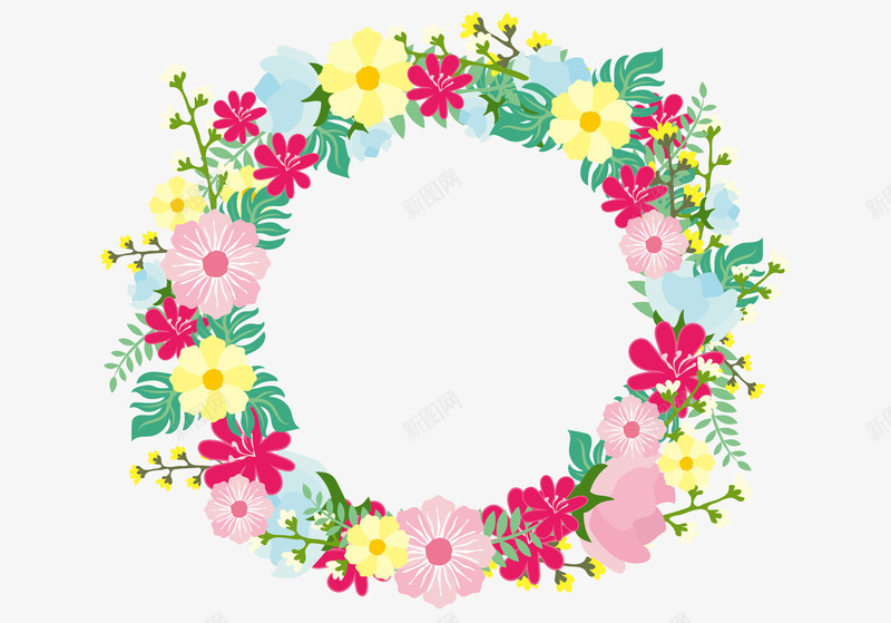 鲜花环形花圈矢量图eps免抠素材_新图网 https://ixintu.com 300像素图 EPS免抠 大图免抠 手绘 花圈 高清免抠 鲜花 矢量图