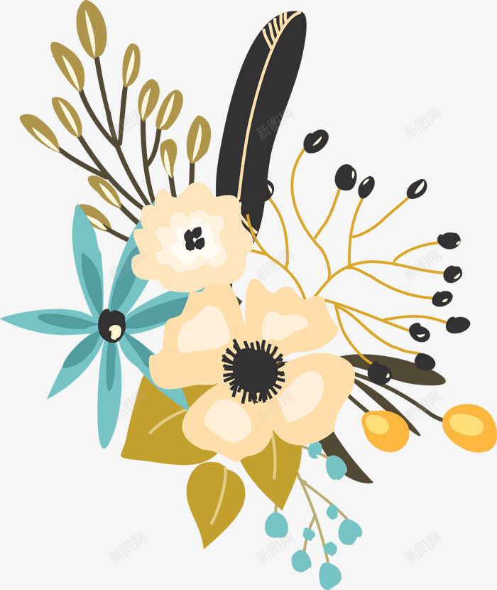 水彩花卉装饰图标png_新图网 https://ixintu.com LOGO图片装饰素材 PNG免抠水彩唯美 花儿 花卉花环