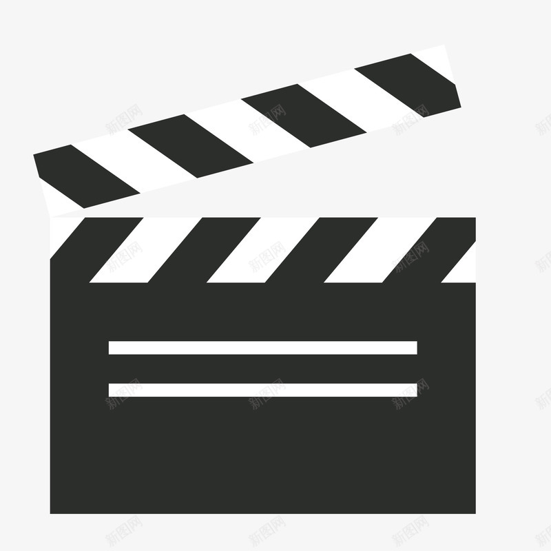 黑色电影装饰打板器矢量图图标ai_新图网 https://ixintu.com 扁平化 打板 电影 纹理 装饰 质感 黑色 矢量图