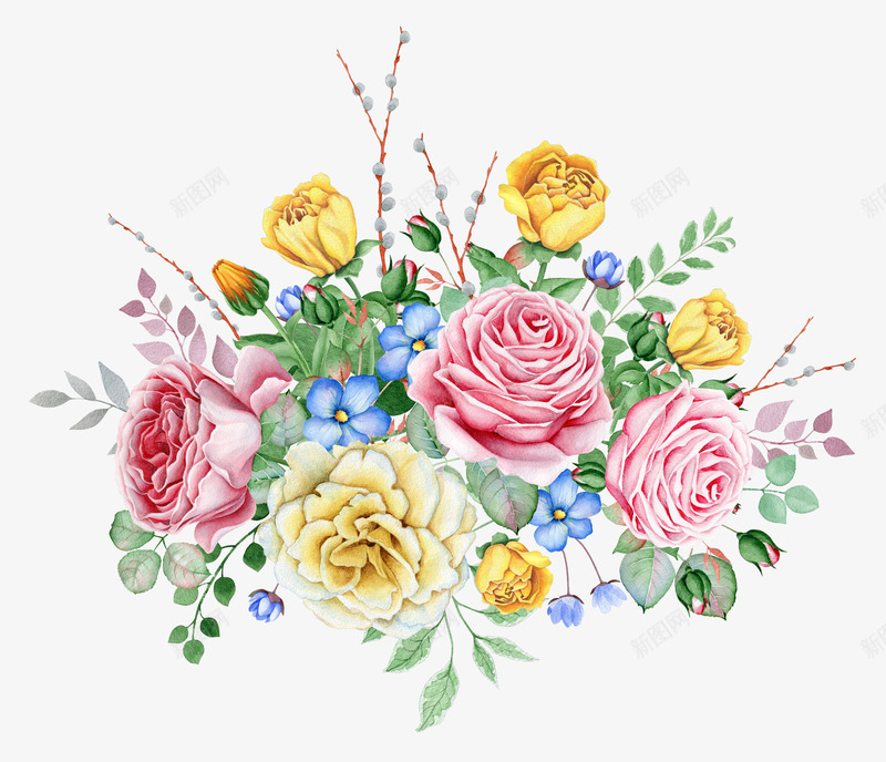 一束鲜花png免抠素材_新图网 https://ixintu.com 叶子 矢量鲜花 花 花朵 装饰 装饰画 鲜花