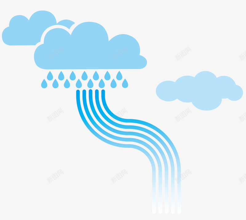 蓝色的雨水矢量图ai免抠素材_新图网 https://ixintu.com 下雨 下雨效果 云 云彩 矢量素材 雨滴 矢量图
