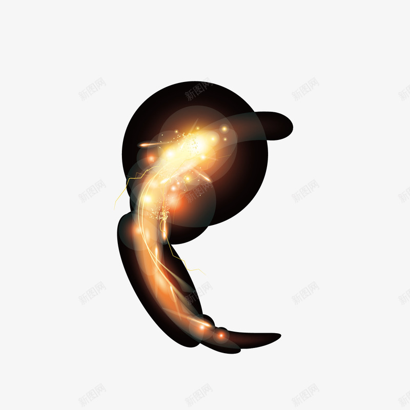 橙黄色笔刷png免抠素材_新图网 https://ixintu.com 一束光 星光 星光笔刷 橙黄 黑色