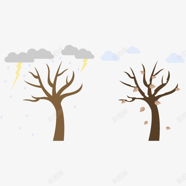 刮风下雨树叶掉落矢量图ai免抠素材_新图网 https://ixintu.com 下雨 云朵 刮风 掉落 树叶 雨天 矢量图