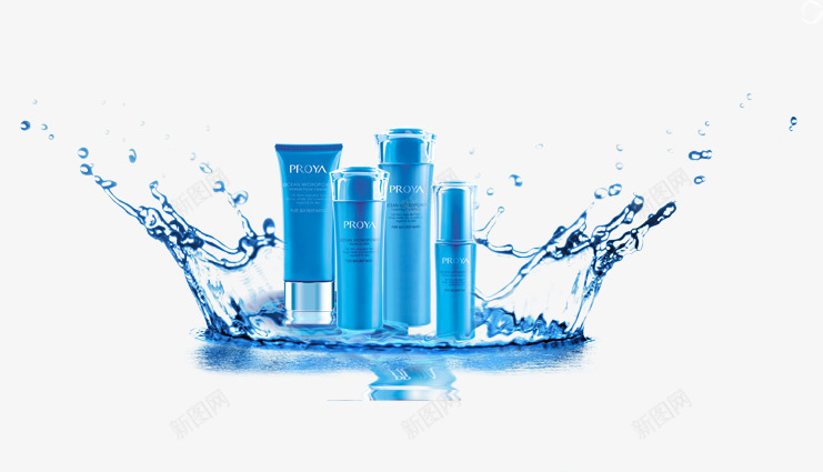水中的PROVA品牌化妆品套装png免抠素材_新图网 https://ixintu.com PROVA 品牌化妆品 水花